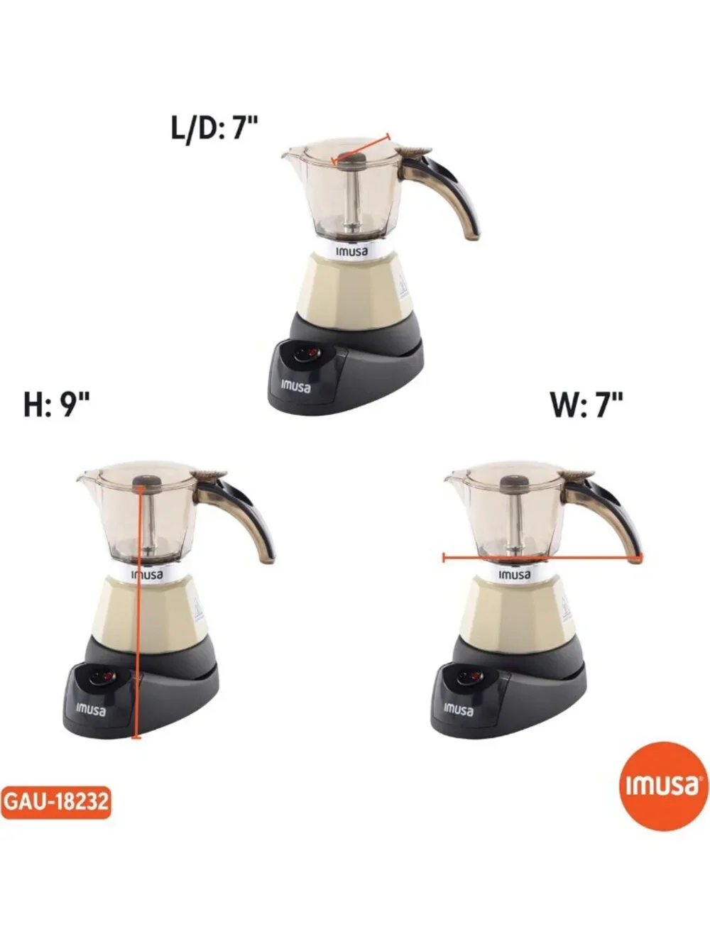 Electric Espresso Maker 3/2 Cup - Cool-Touch Handle, Compact & Stylish Design